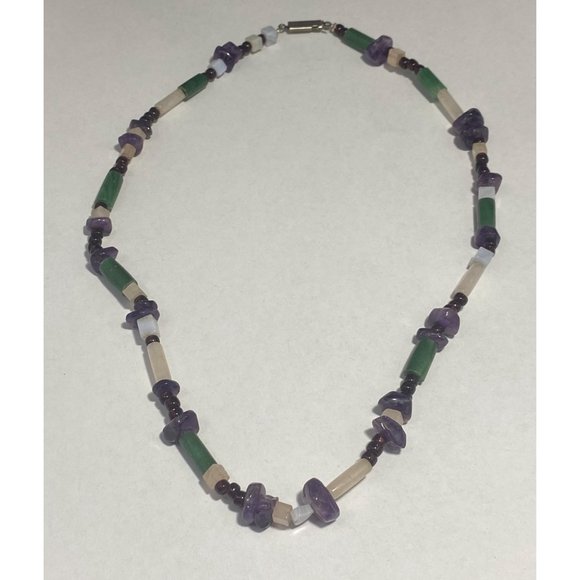 Vintage Multi Gemstone Beaded Necklace 925 Clasp 19 inches Fine - Picture 10 of 10